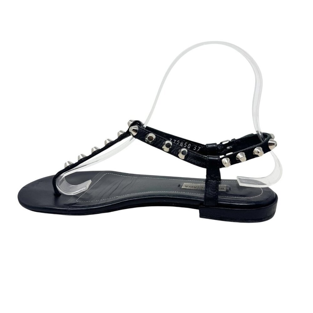 Balenciaga Paris Moto Stud Ankle T Strap thong Sandals Black Leather 36.5 6.5 - Picture 4 of 13
